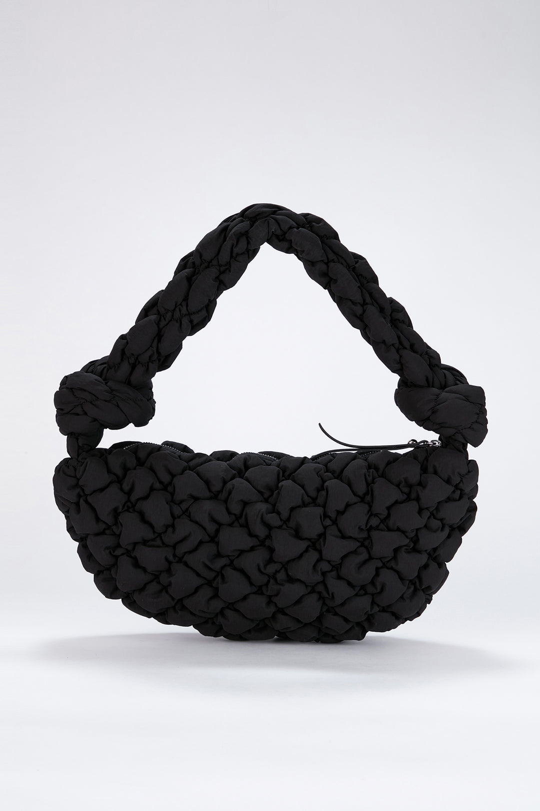 Puffy Quilted Lightweight Shoulder Bag - Black