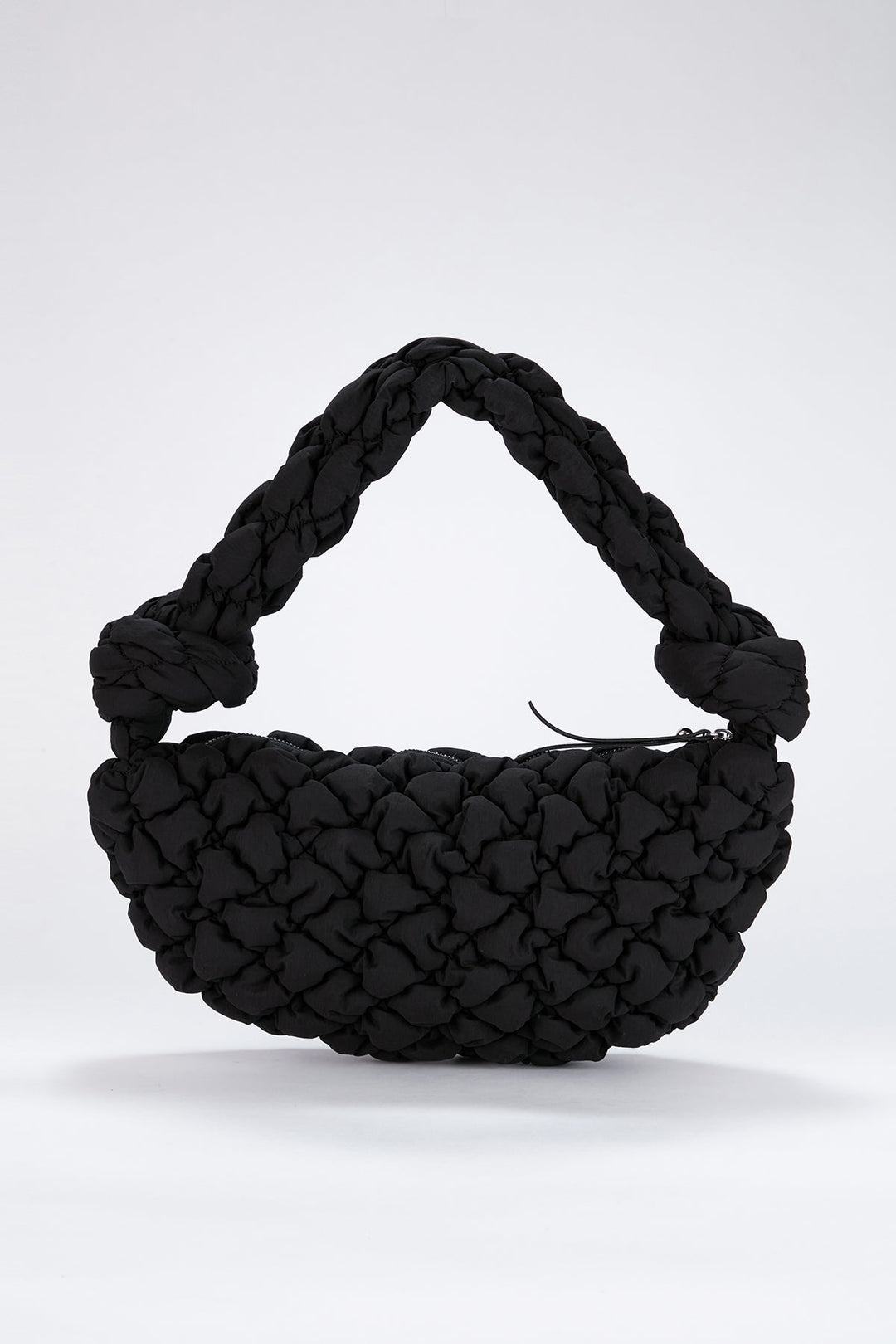 Puffy Quilted Lightweight Shoulder Bag - Black