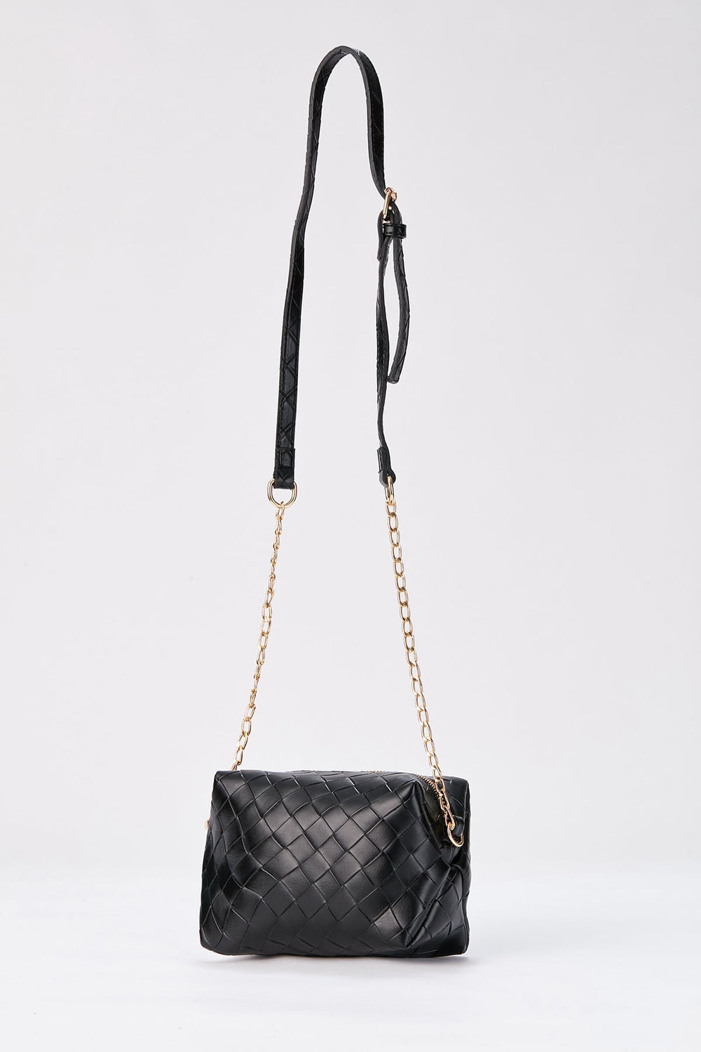 Braided Pu Leather Crossbody Camera Bag - Black