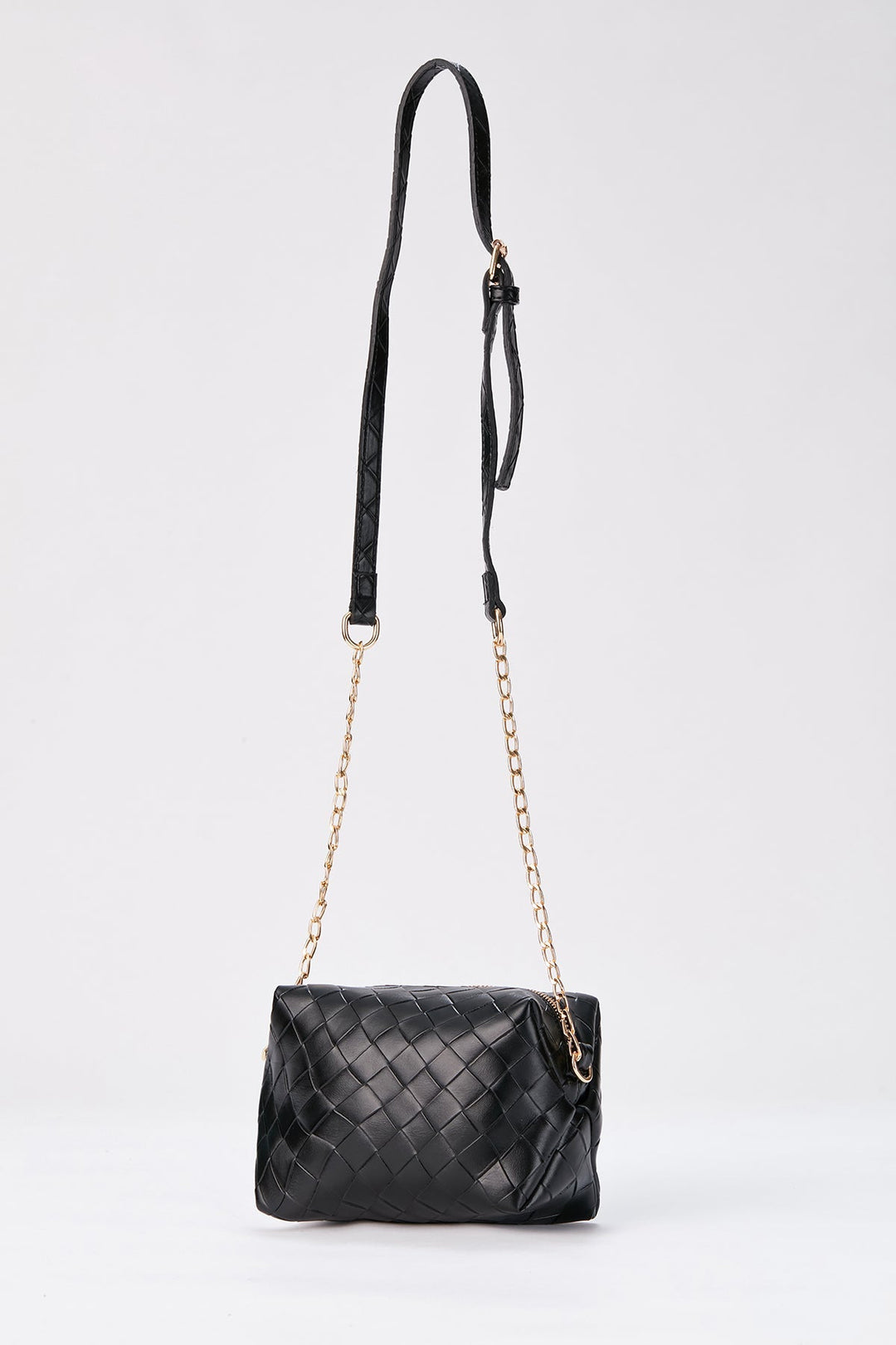 Braided Pu Leather Crossbody Camera Bag - Black
