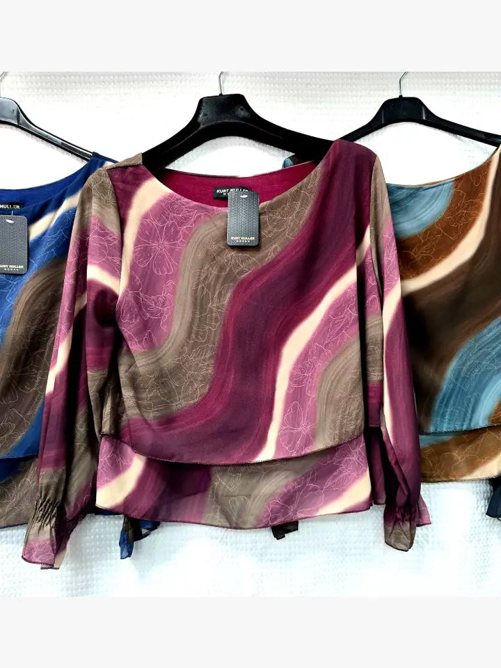 Marble Wave Layered Blouse - jqwholesale.com