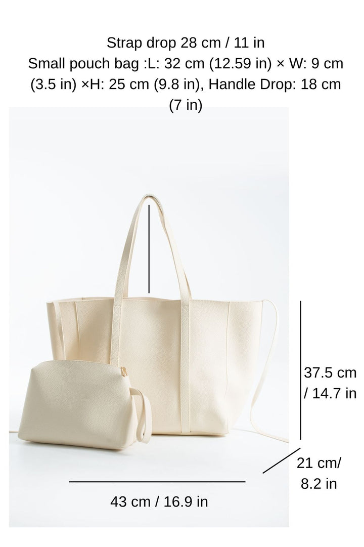Pu Leather Weekend Bag – 2 Pcs Set - Cream