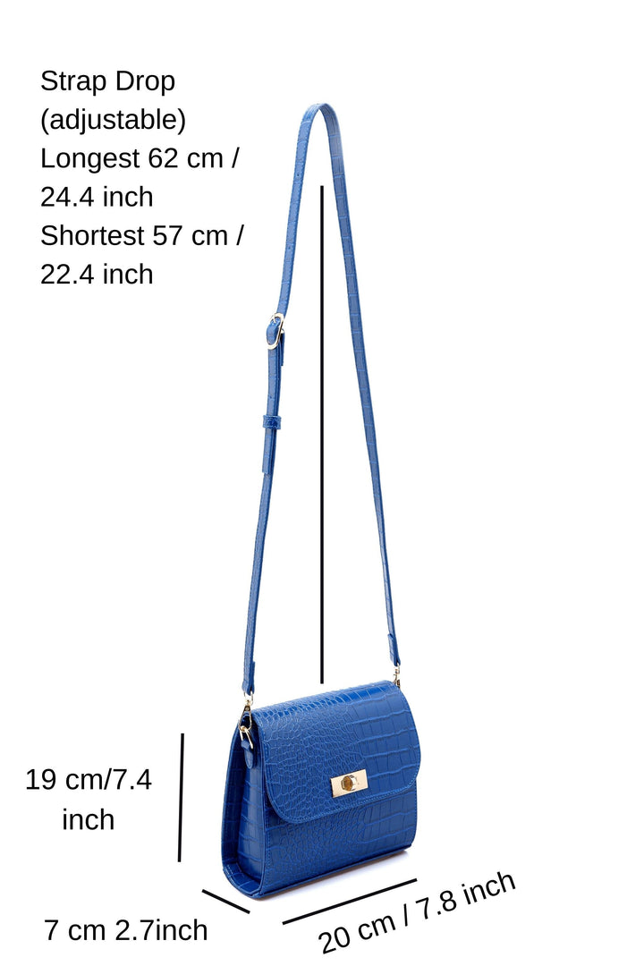 Croc Pu Leather Crossbody Bag - Blue