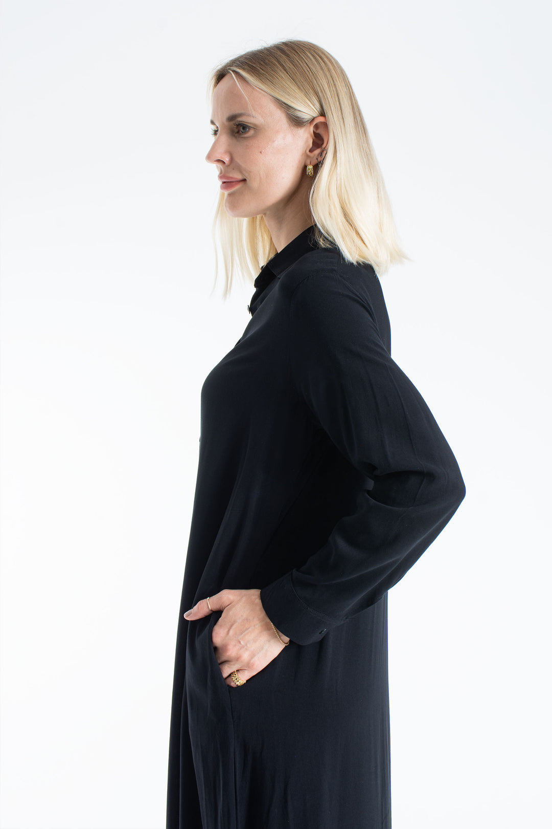 Womens Viscose Long Sleeve Maxi Shirt Dress