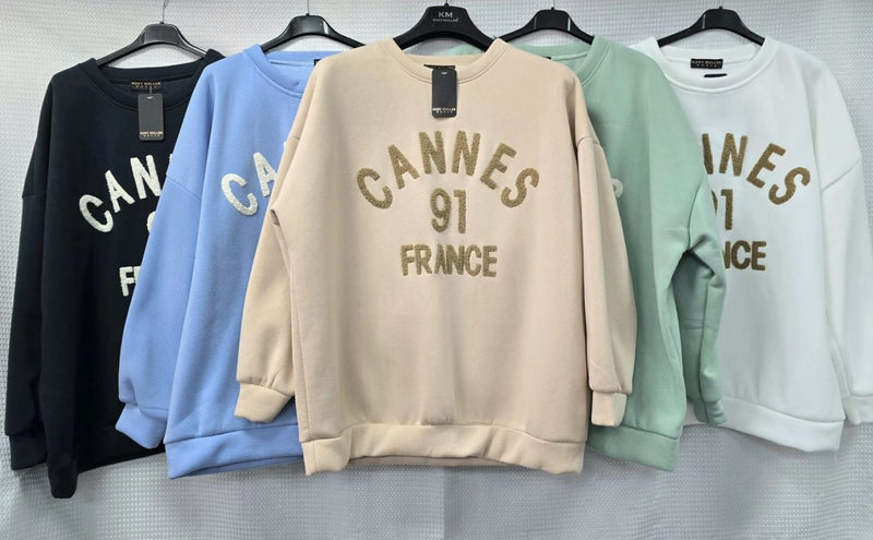 Cannes Oversized Cotton Sweatshirt Top - jqwholesale.com