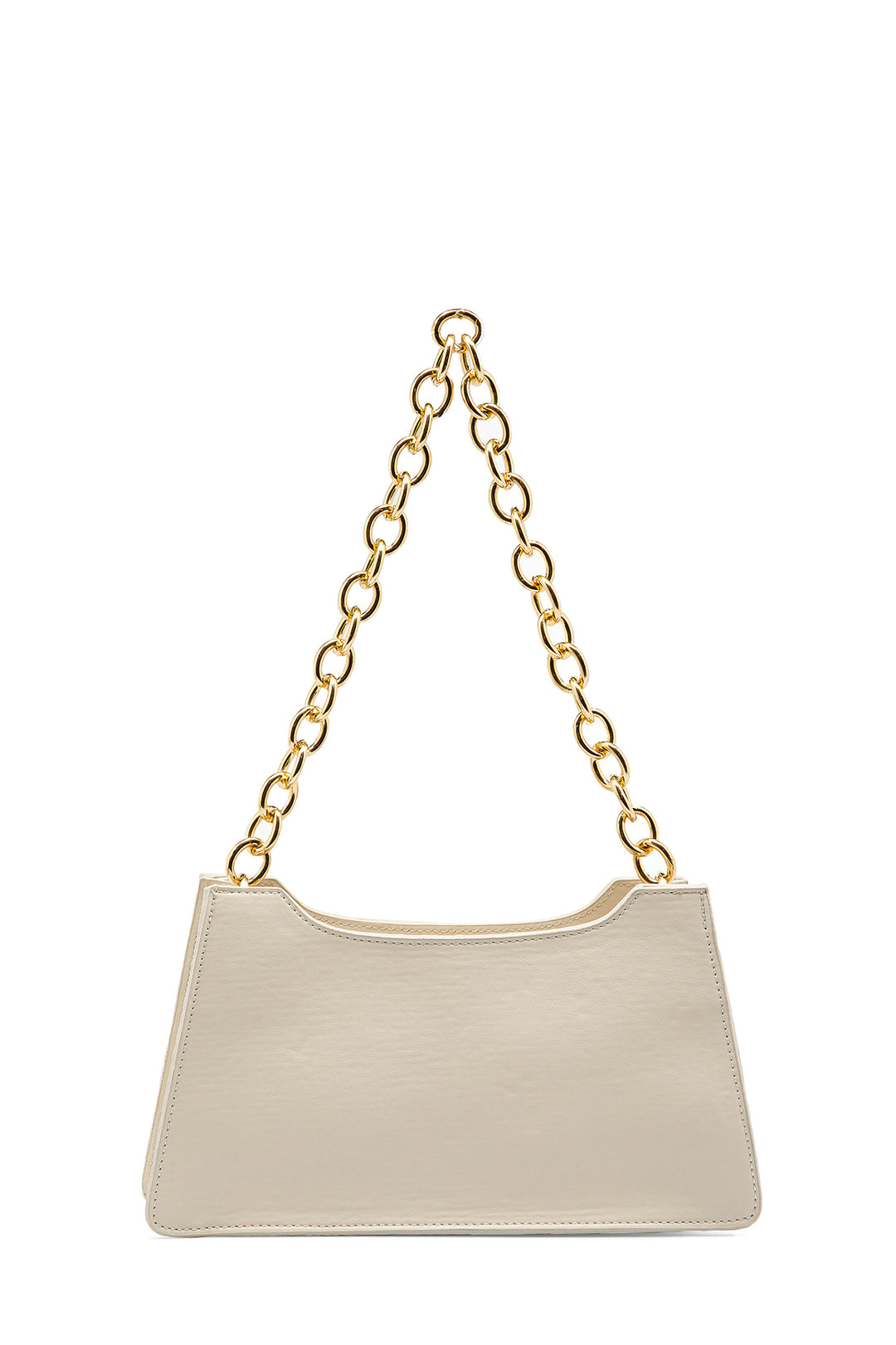 Embossed Pu Leather Chunky Chain Shoulder Bag - Cream