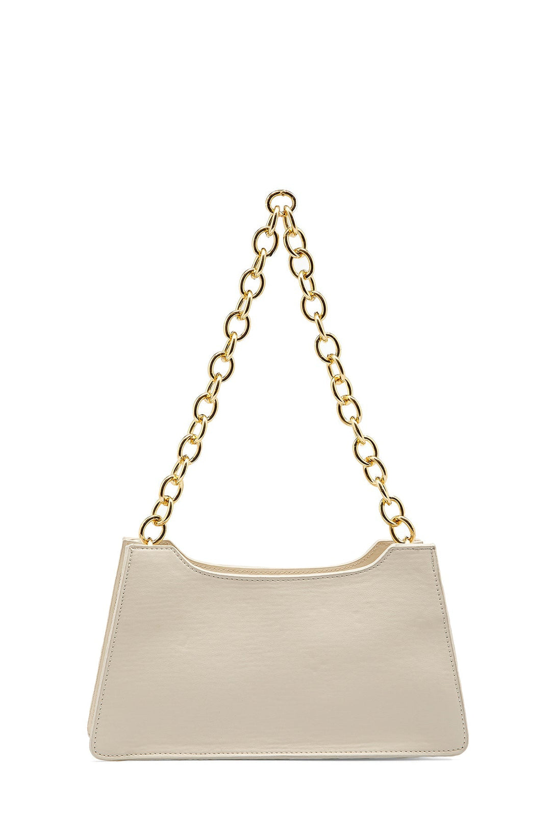 Embossed Pu Leather Chunky Chain Shoulder Bag - Cream