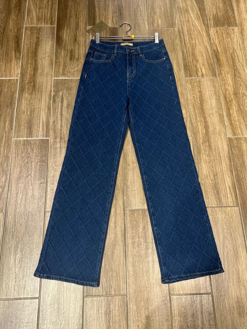 Wide Leg Textured Diamond Indigo Voggo Jeans (5P. PACK) - jqwholesale.com