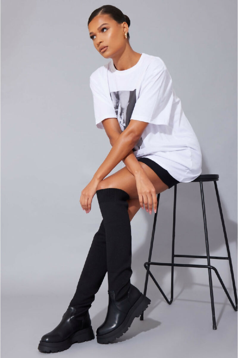 Black PU chunky platform over the knee boots JQ Wholesale wholesale