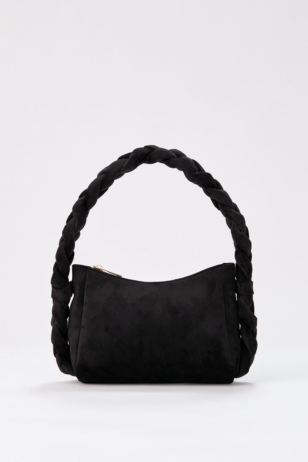 Braided Handle Shoulder Bag - Black