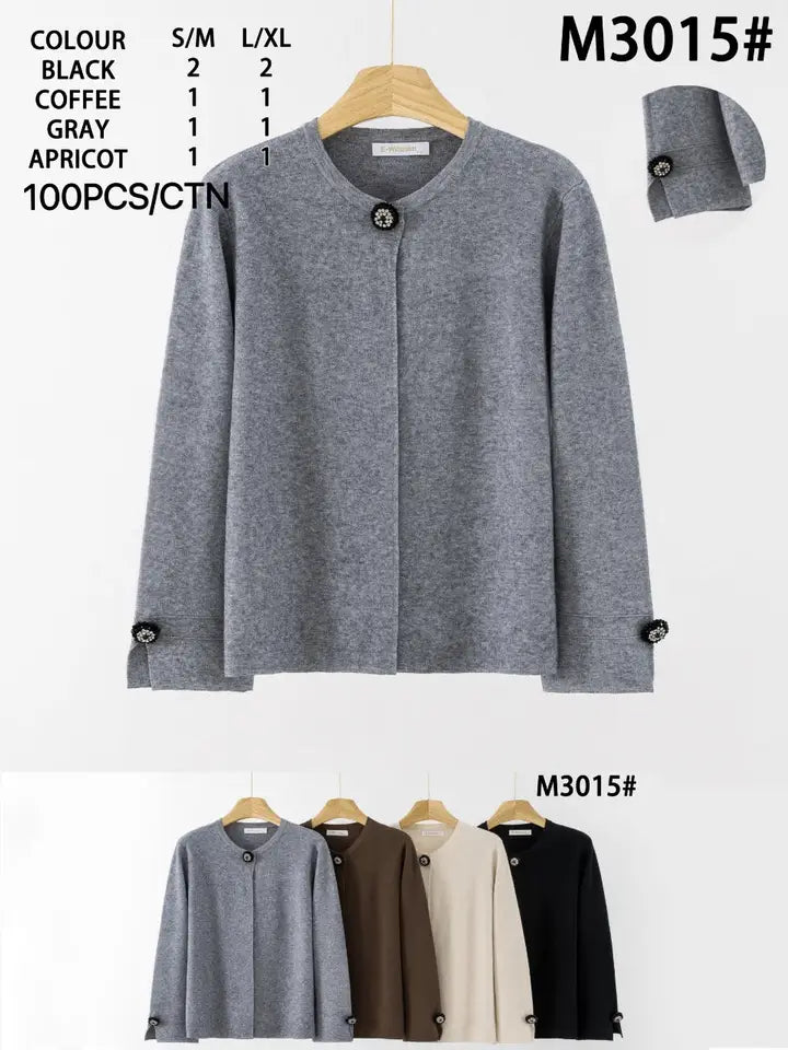 Crystal button Cardigan Soft Knit Cape (2P.PACK) - jqwholesale.com