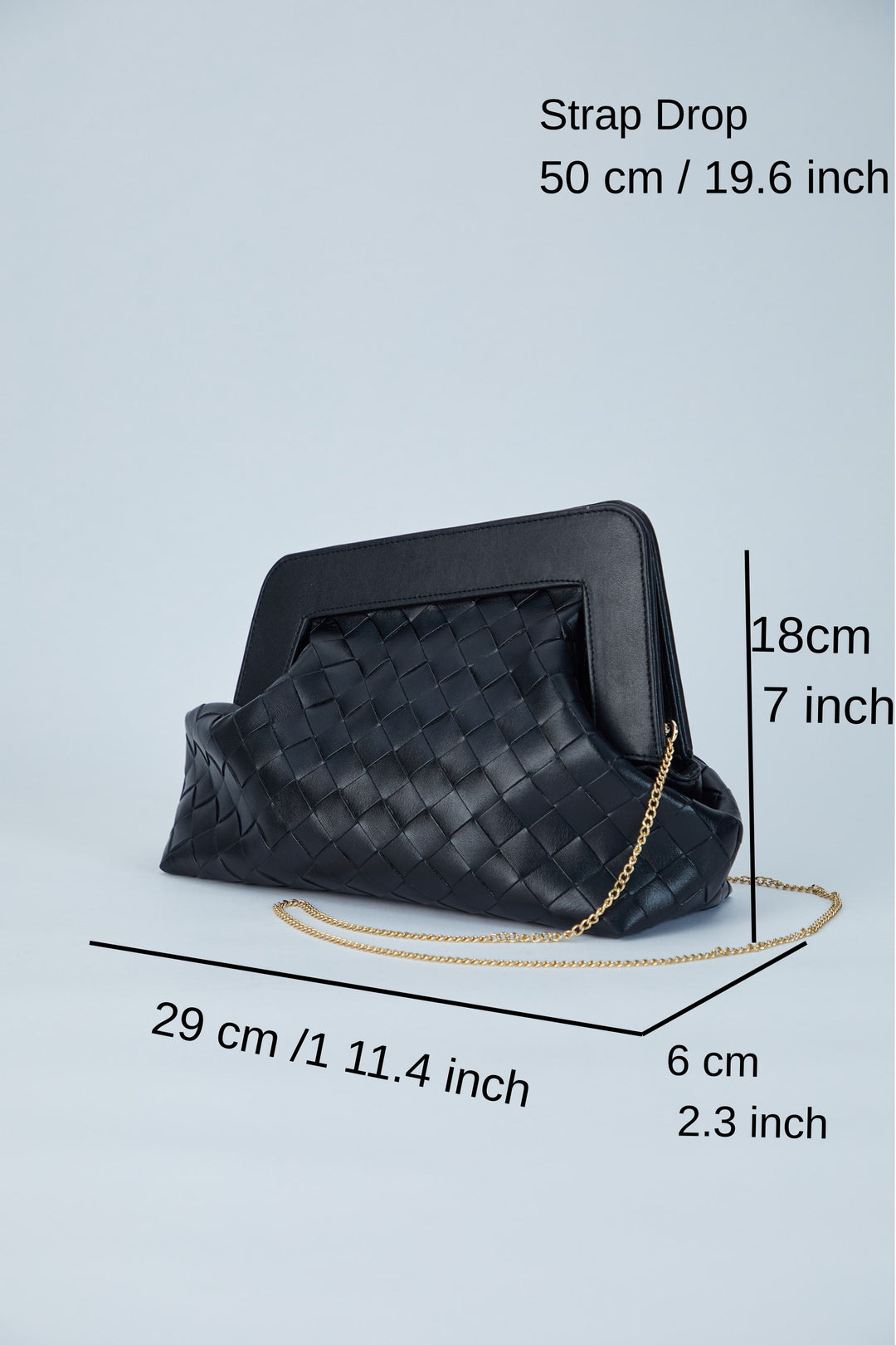 Asymmetrical  Braided Pu Leather  Clutch Bag With Detachable Strap - Black
