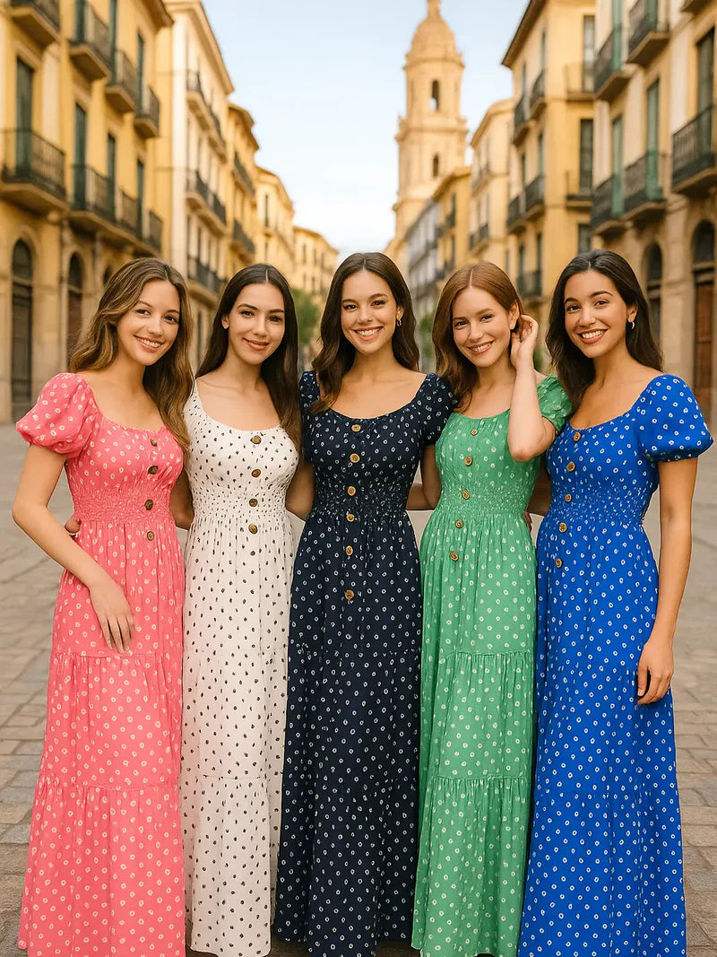 Polka Dot Bardot Maxi Dress - jqwholesale.com