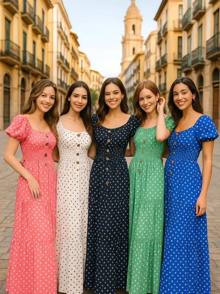 Polka Dot Bardot Maxi Dress - jqwholesale.com