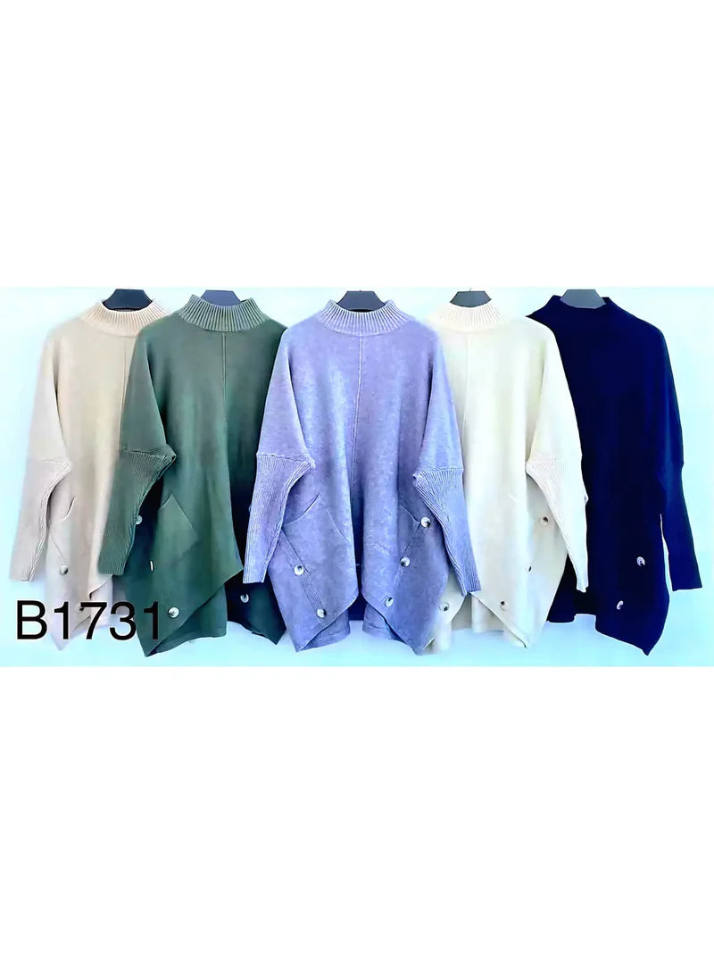 High Low Button Pocket Knit Jumper (2p.pack) - jqwholesale.com