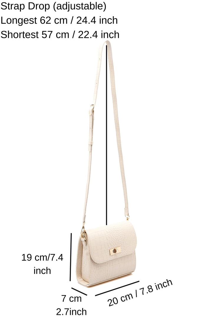Croc Pu Leather Crossbody Bag - Cream
