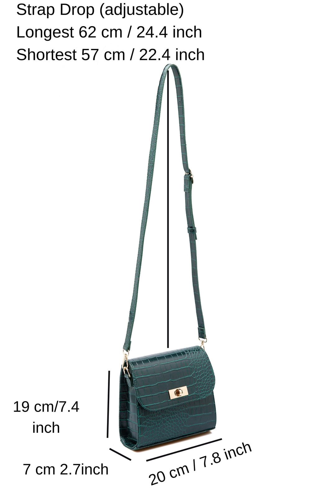 Croc Pu Leather Crossbody Bag - Khaki