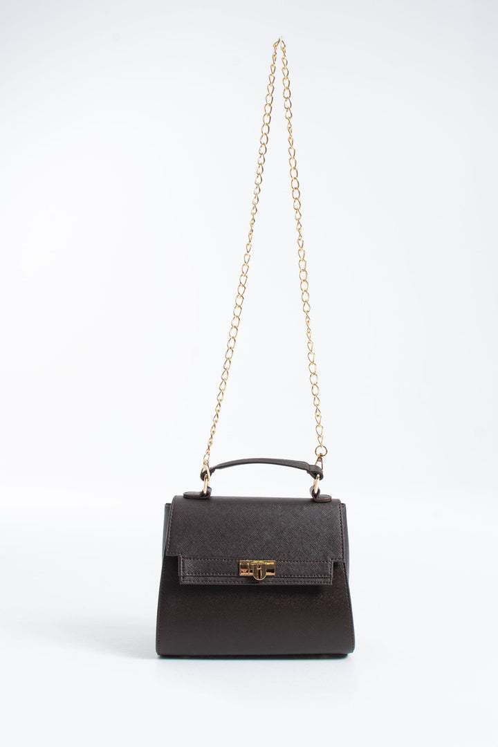 Pu Leather Top Handle Satchel Crossbody Bag - Brown