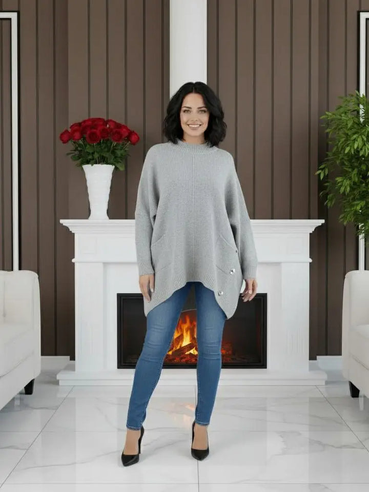 High Low Button Pocket Knit Jumper (2p.pack) - jqwholesale.com