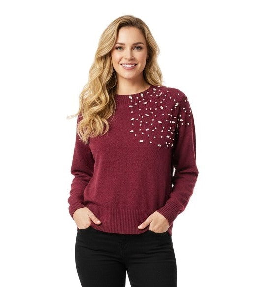 Crystal Trim Wool Blend Jumper (2p.pack) - jqwholesale.com