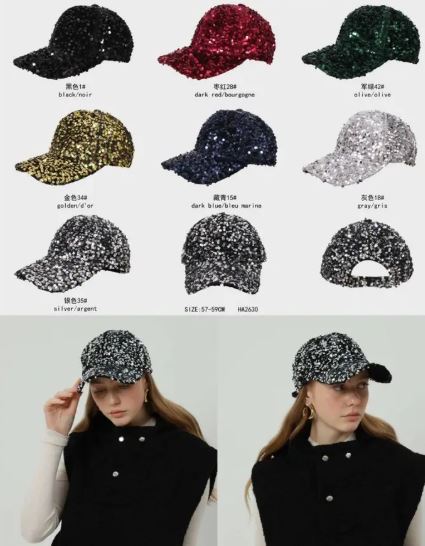 Sequined Baseball Cap Hat - jqwholesale.com