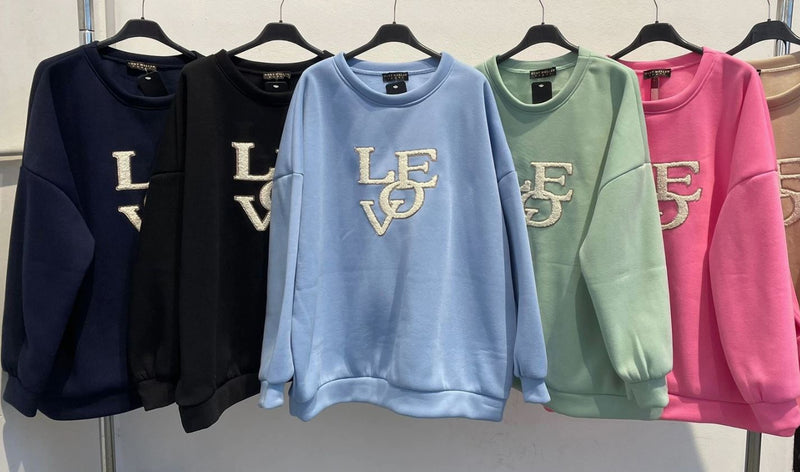 LOVE Oversized Cotton Sweatshirt Top - jqwholesale.com