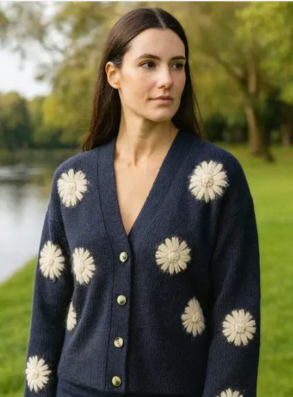 Strawberry 3d daisy knit Cardigan (4p.pack) - jqwholesale.com