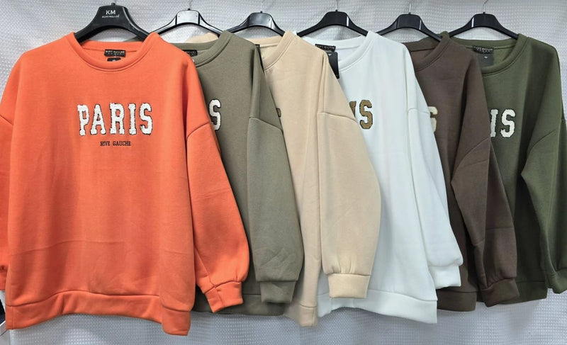 Paris Cotton Sweatshirt Top – One Size (UK 10-20) - jqwholesale.com