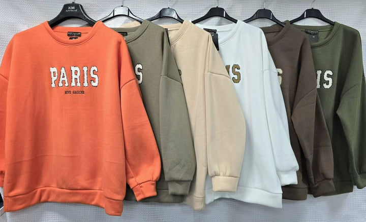 Paris Cotton Sweatshirt Top – One Size (UK 10-20) - jqwholesale.com