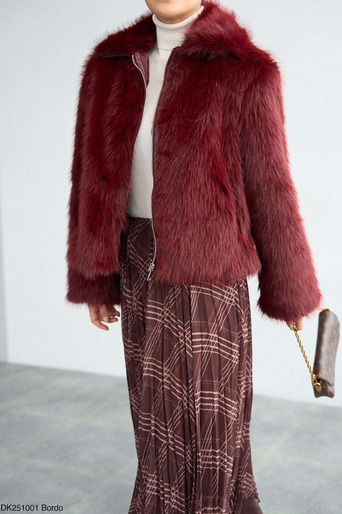 Short Faux Fur Zip Jacket