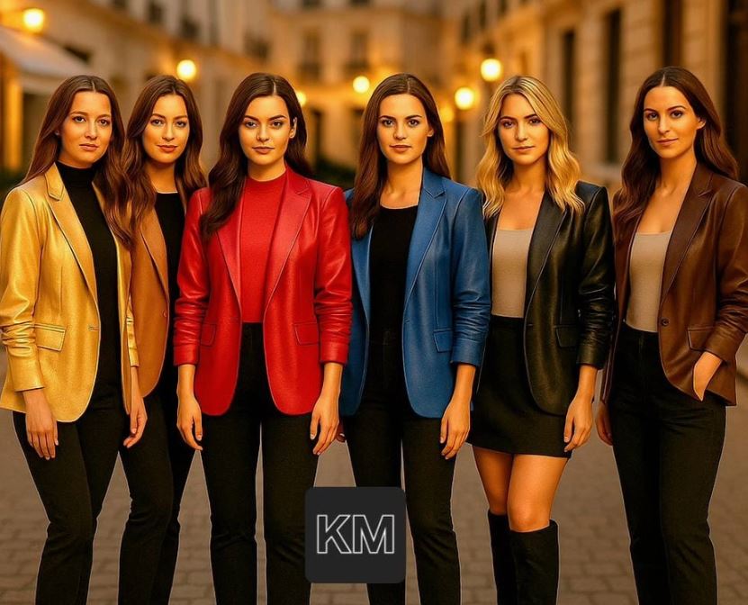 Vegan Leather Look Matte Ruched Sleeve Blazer - jqwholesale.com