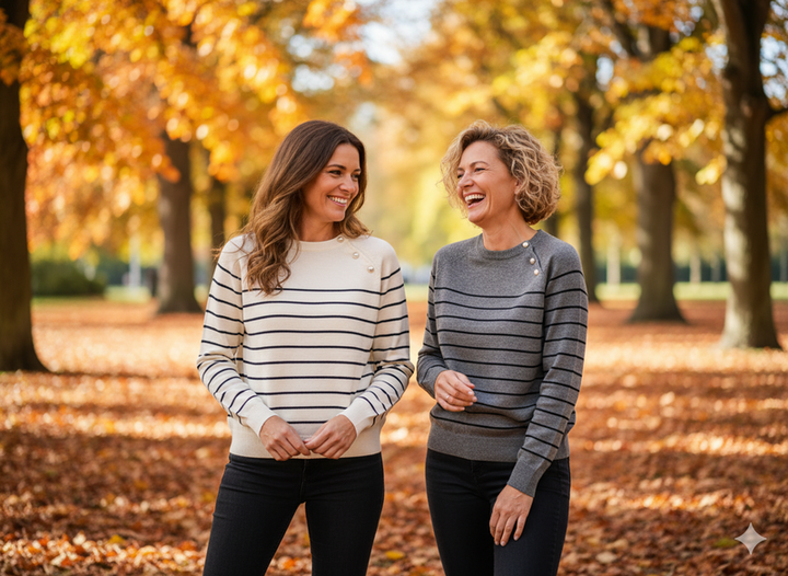 Pearl Trim Stripe Knit (2p.pack) - jqwholesale.com