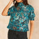 High Neck Casual Short Sleeve Top in Print