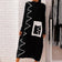 High Neck ZigZag Knitted Midi Dress in Black