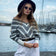 Off Shoulders Striped Knitted Sweater with Buttons