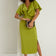 Twist Satin Midi Dress in Lime Green