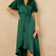Tessa Satin Wrap Midi Dress in Emerald Green
